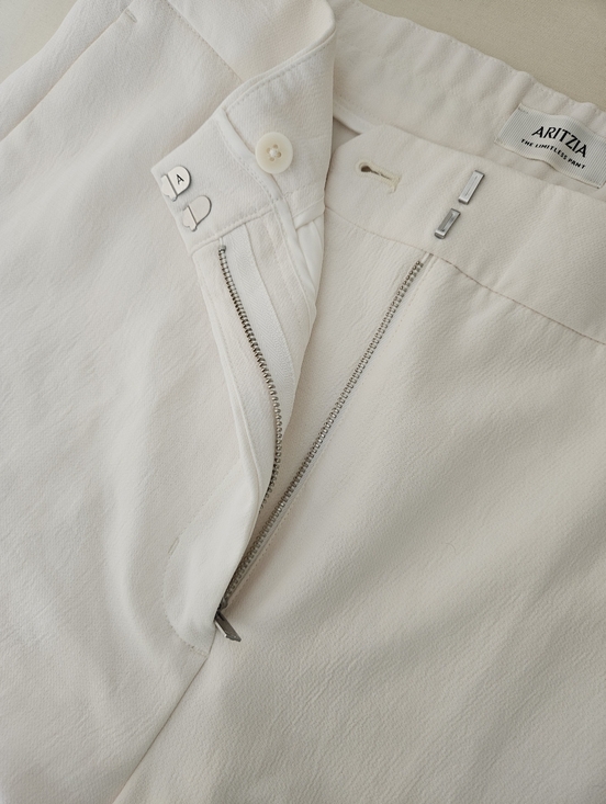Aritzia The Limitless Pant Crepette Wide Leg High Rise Light Birch Size 12 - Picture 7 of 8